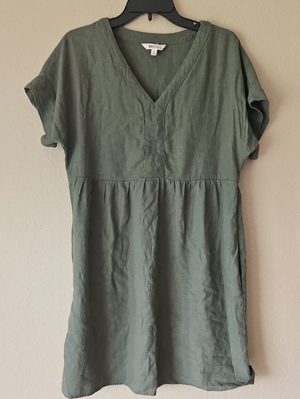 Briggs New York Olive Green V-Neck Dress‎ Medium